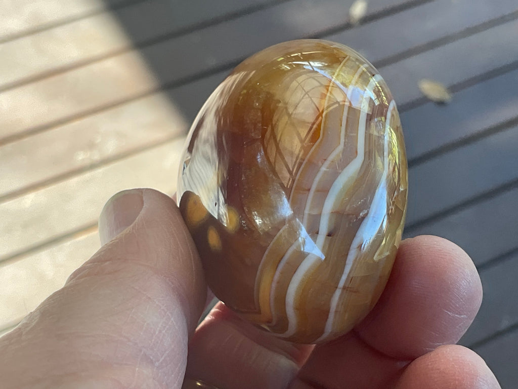 130g Carnelian Orca Agate Palmstone 4B