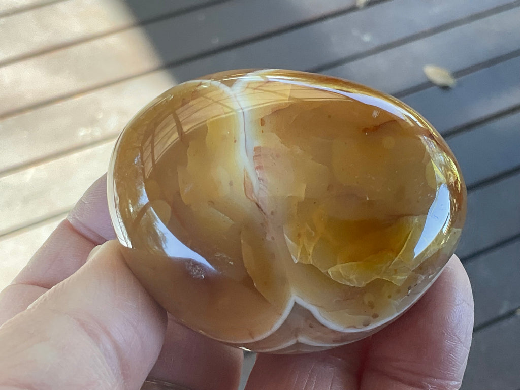 130g Carnelian Orca Agate Palmstone 4B
