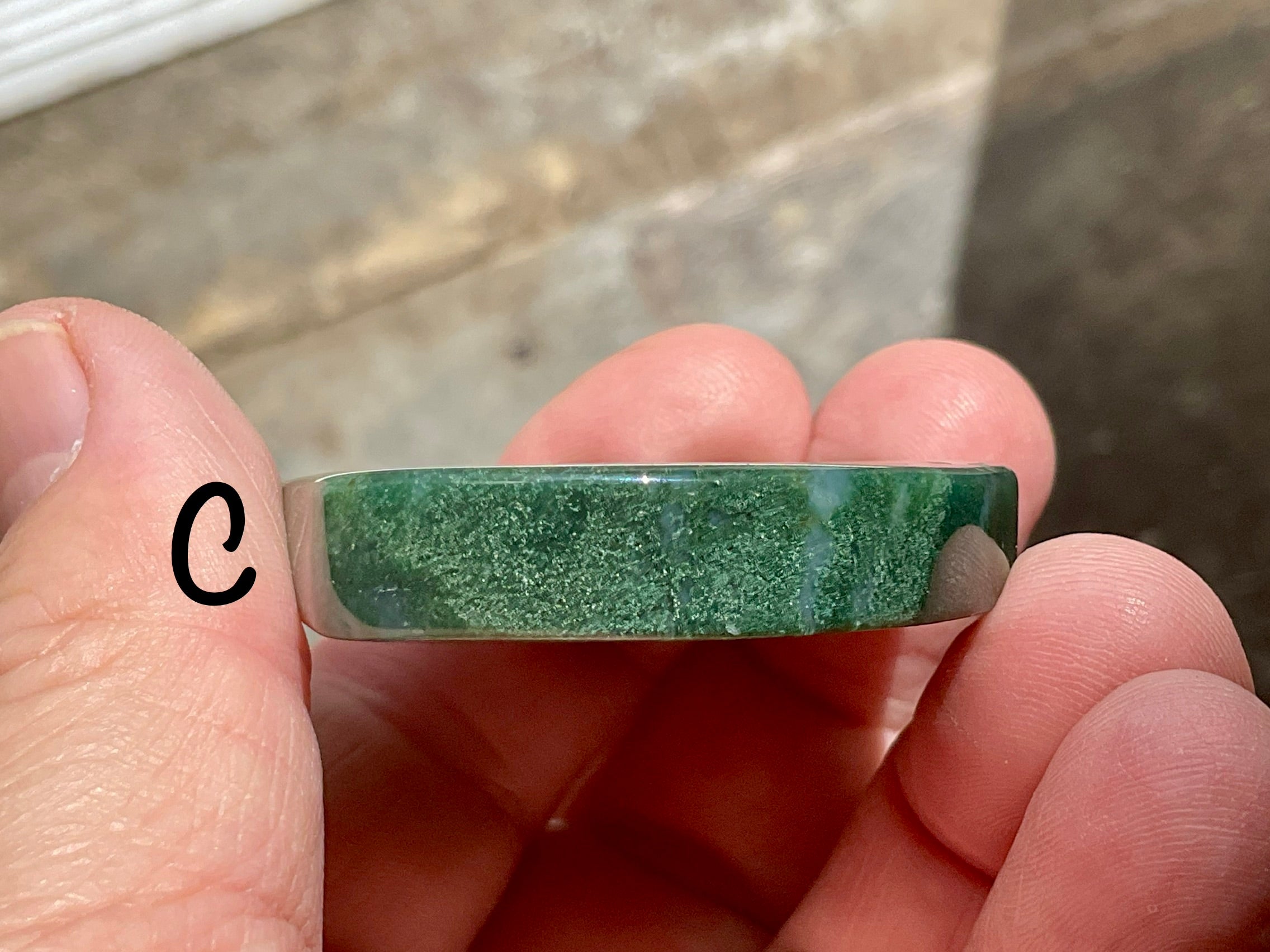 Moss Agate “Man in Moon” Carving Group 1