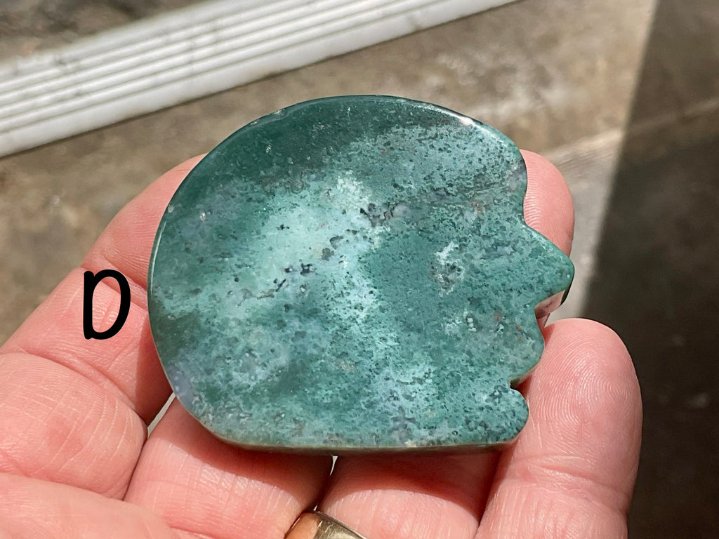 Moss Agate “Man in Moon” Carving Group 1