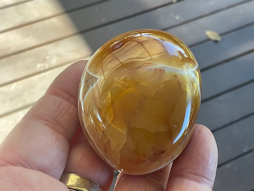130g Carnelian Orca Agate Palmstone 4B