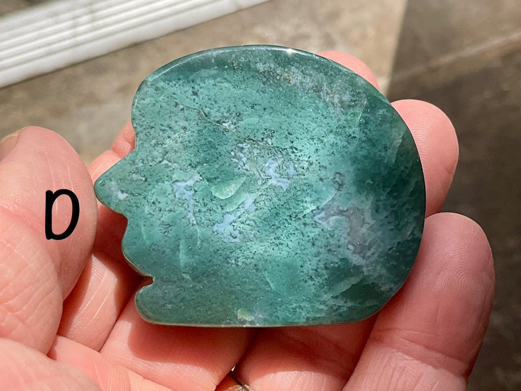 Moss Agate “Man in Moon” Carving Group 1
