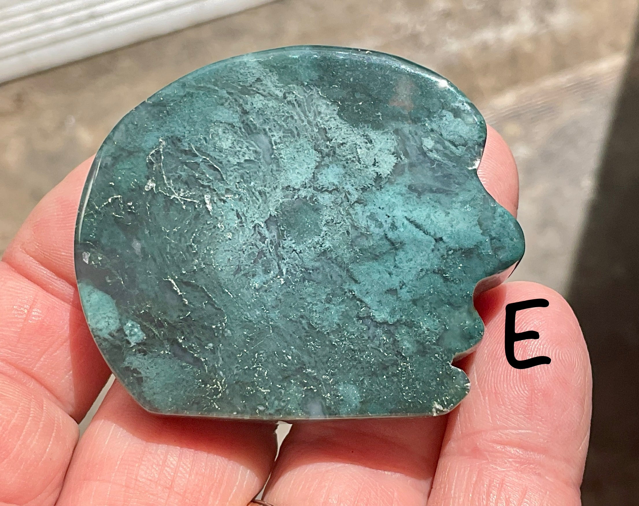 Moss Agate “Man in Moon” Carving Group 1