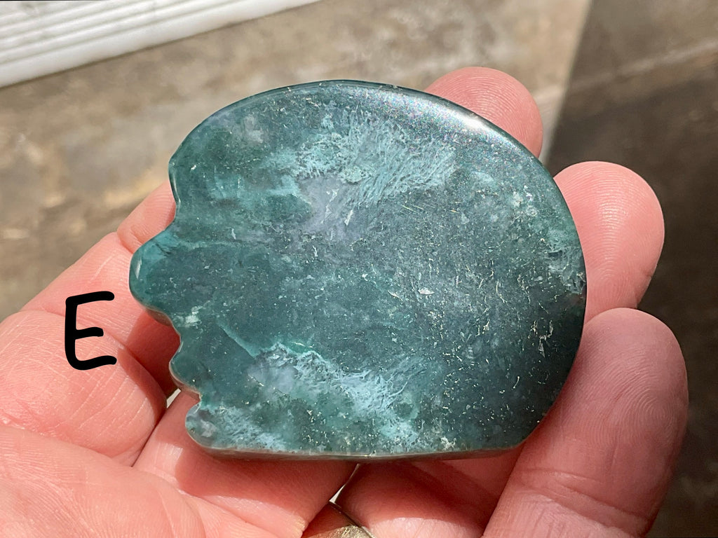 Moss Agate “Man in Moon” Carving Group 1