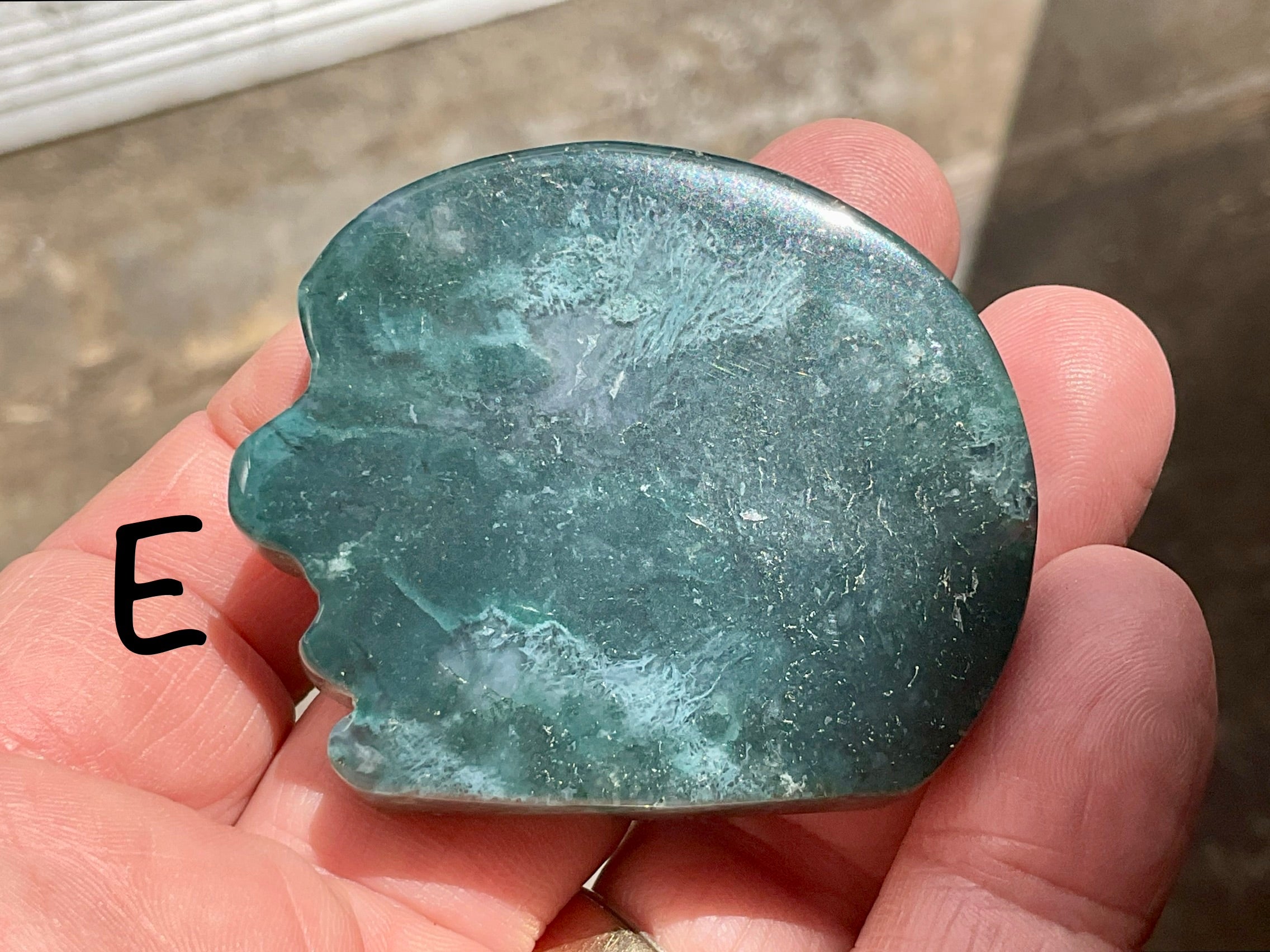 Moss Agate “Man in Moon” Carving Group 1