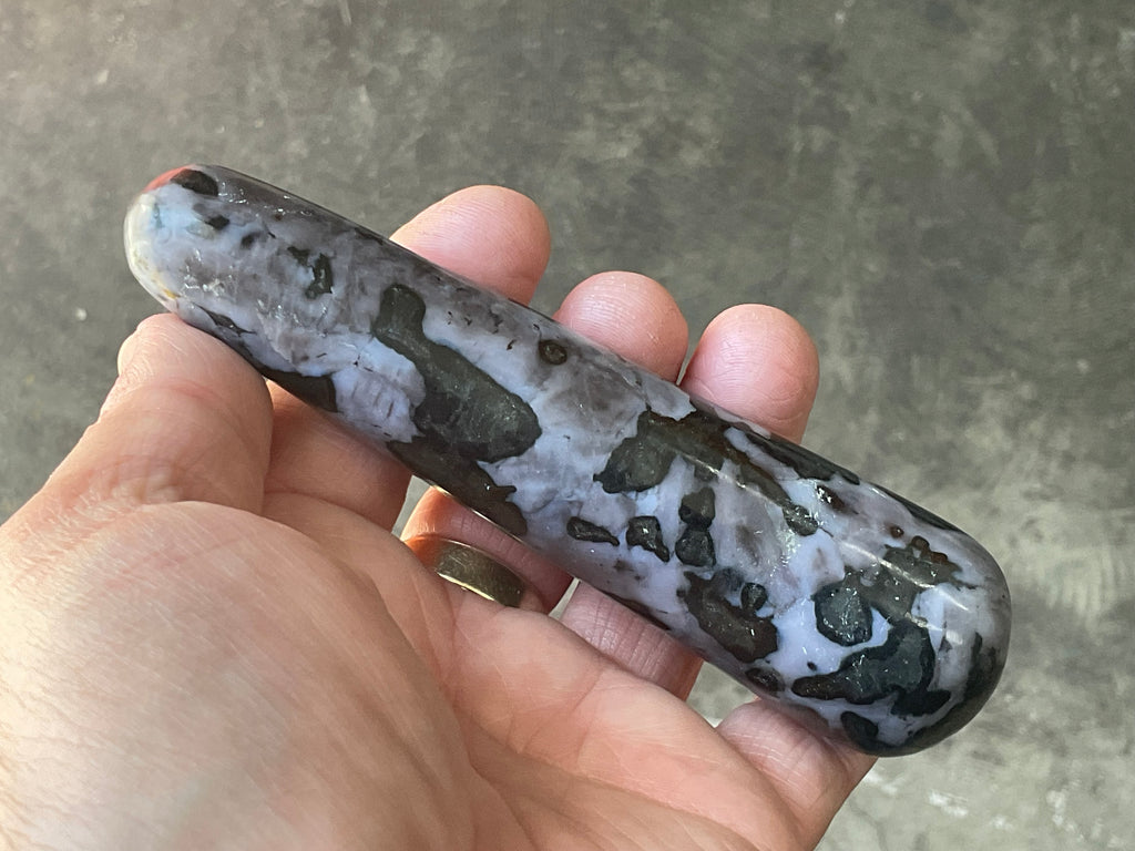 187g Indigo Gabbro (Mystic Merlinite) Massage Wand 2C