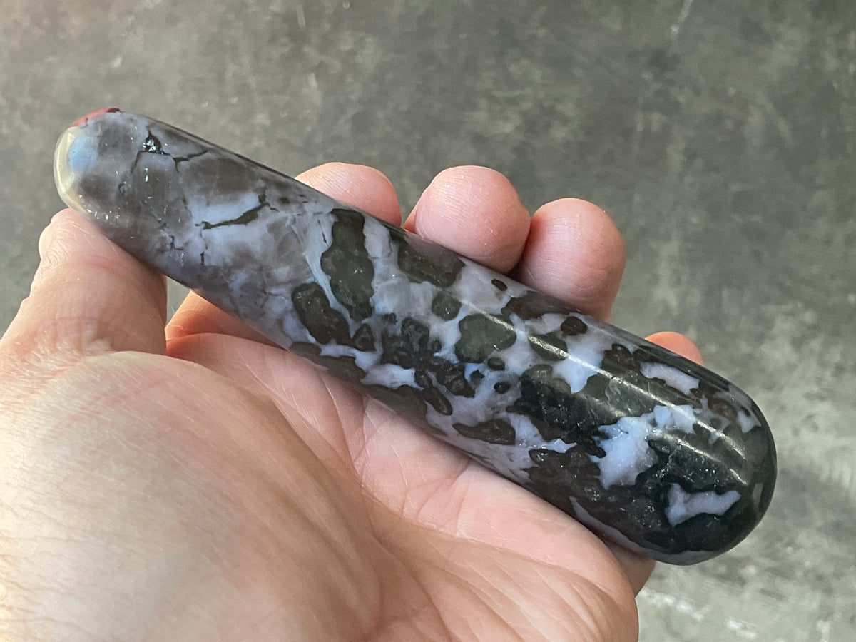 187g Indigo Gabbro (Mystic Merlinite) Massage Wand 2C