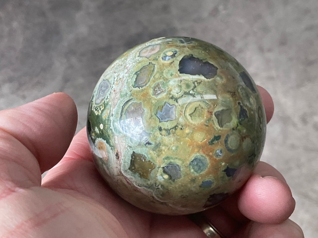 220g Mt Hay Rhyolite (Amulet Stone) Sphere 2C