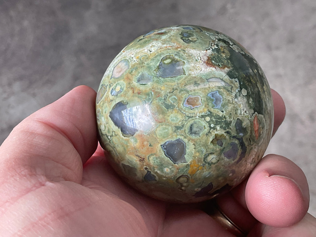 220g Mt Hay Rhyolite (Amulet Stone) Sphere 2C