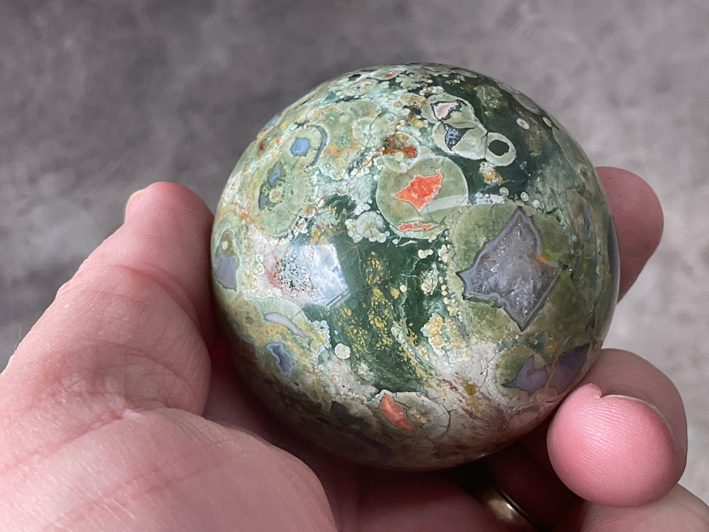 220g Mt Hay Rhyolite (Amulet Stone) Sphere 2C