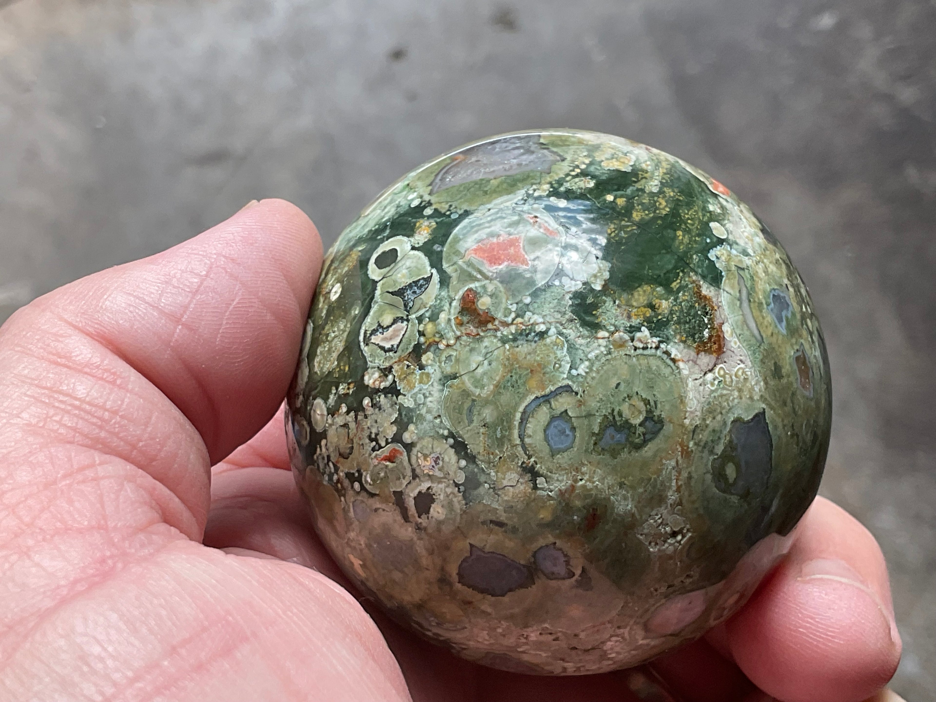 220g Mt Hay Rhyolite (Amulet Stone) Sphere 2C