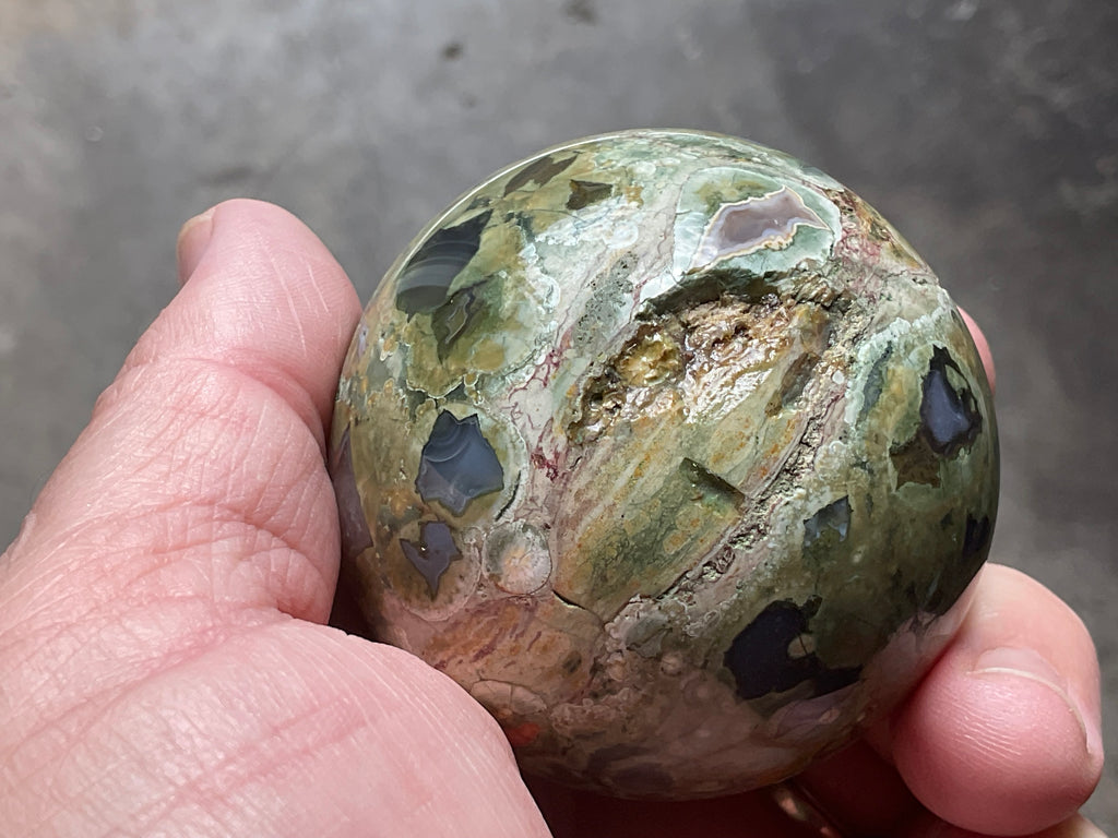 220g Mt Hay Rhyolite (Amulet Stone) Sphere 2C