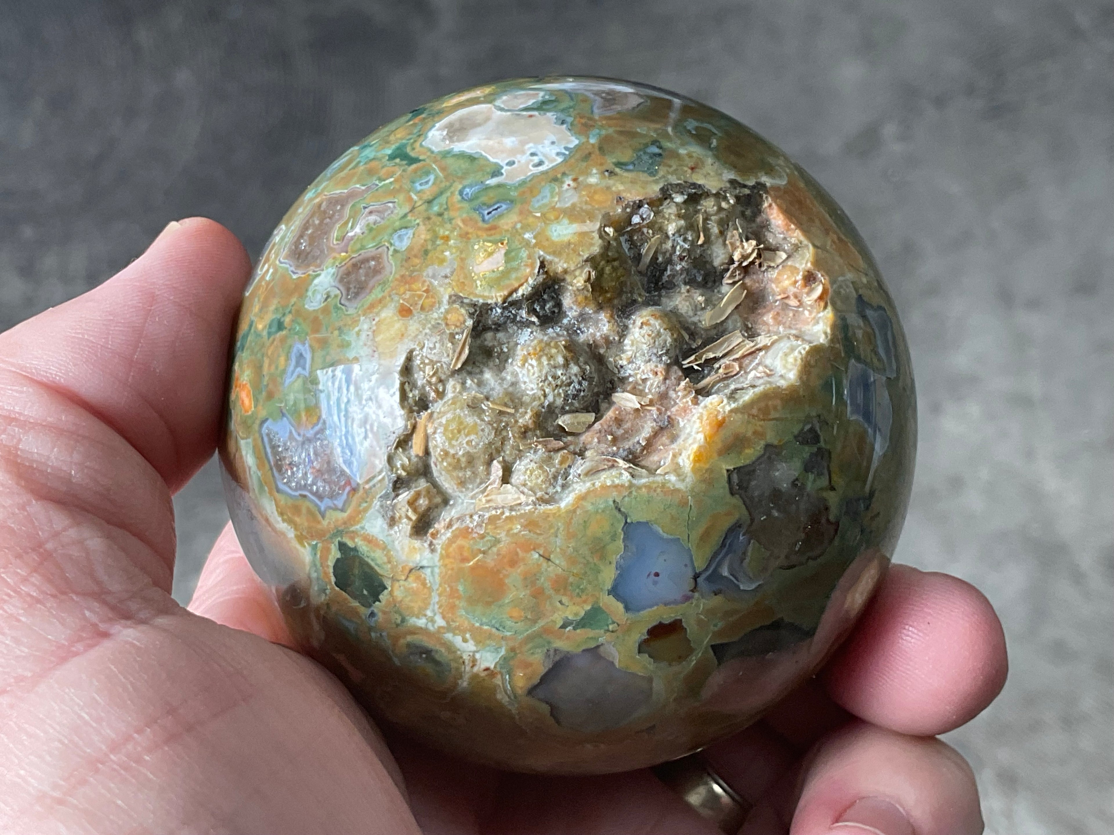 408g Mt Hay Rhyolite (Amulet Stone) Sphere 3B