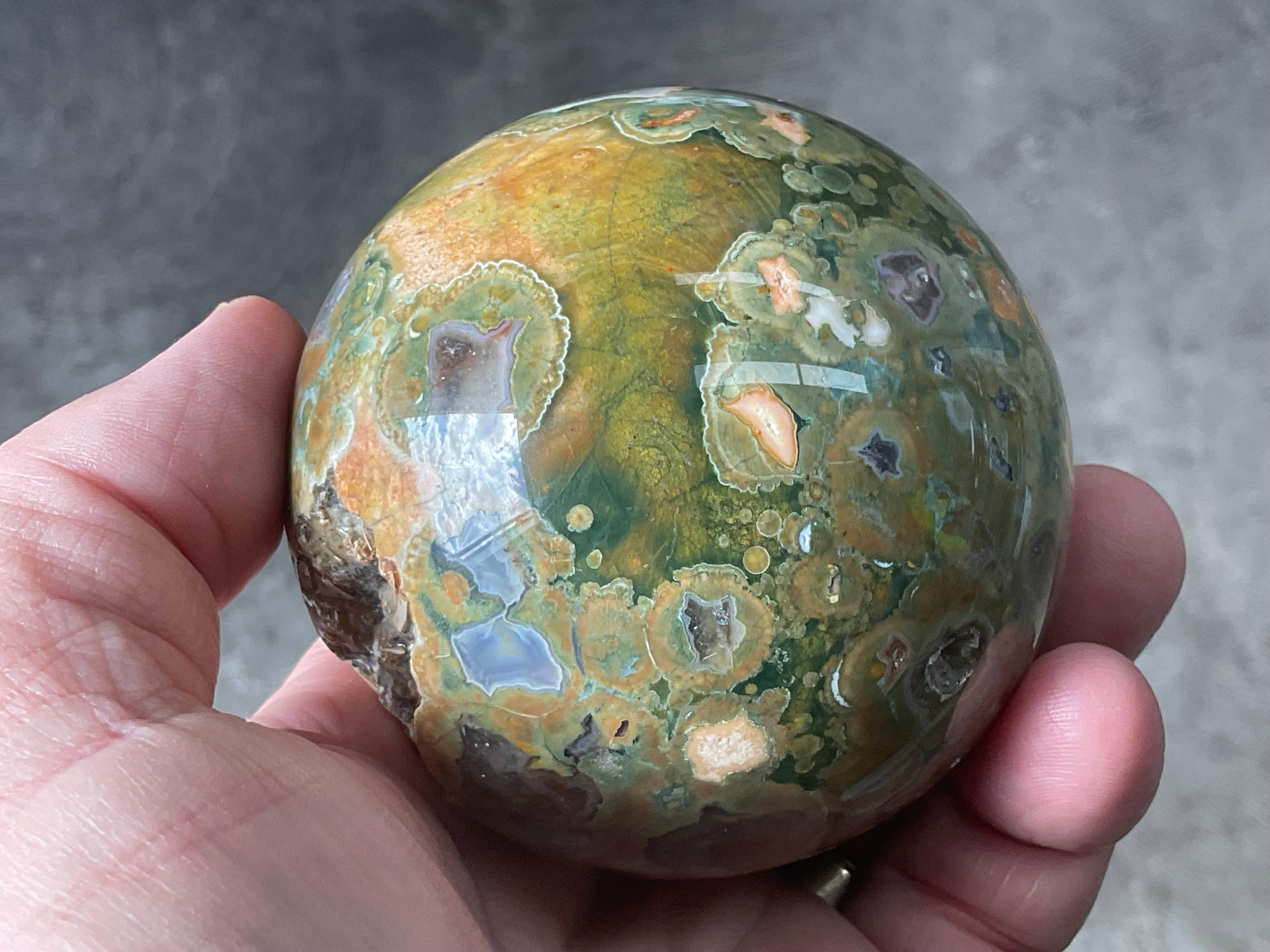 408g Mt Hay Rhyolite (Amulet Stone) Sphere 3B