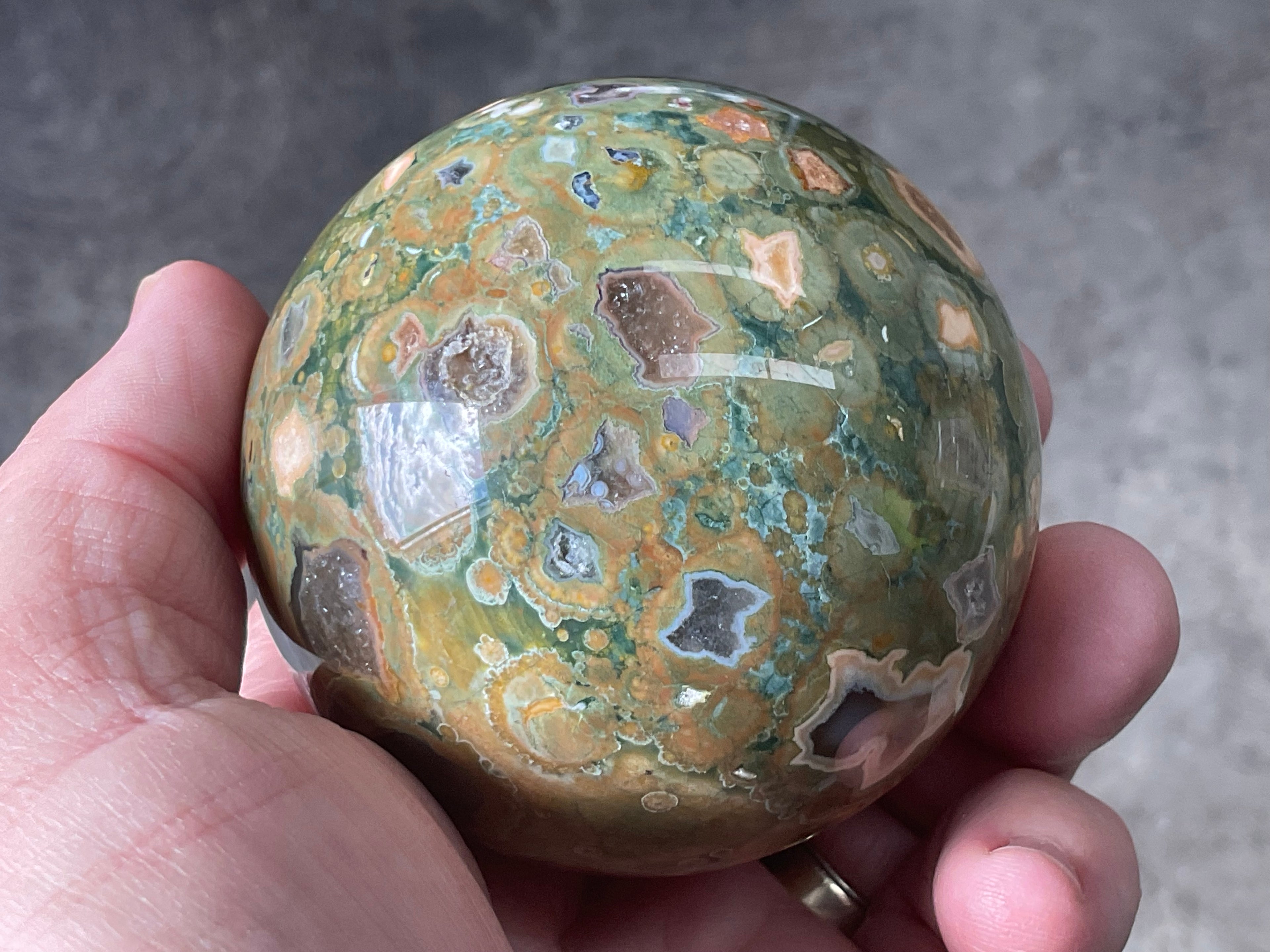 408g Mt Hay Rhyolite (Amulet Stone) Sphere 3B