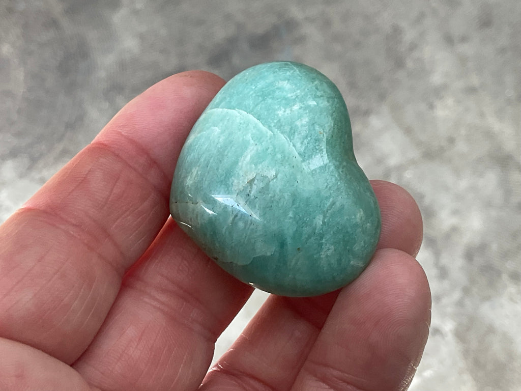 36g Amazonite Heart Palmstone 1C