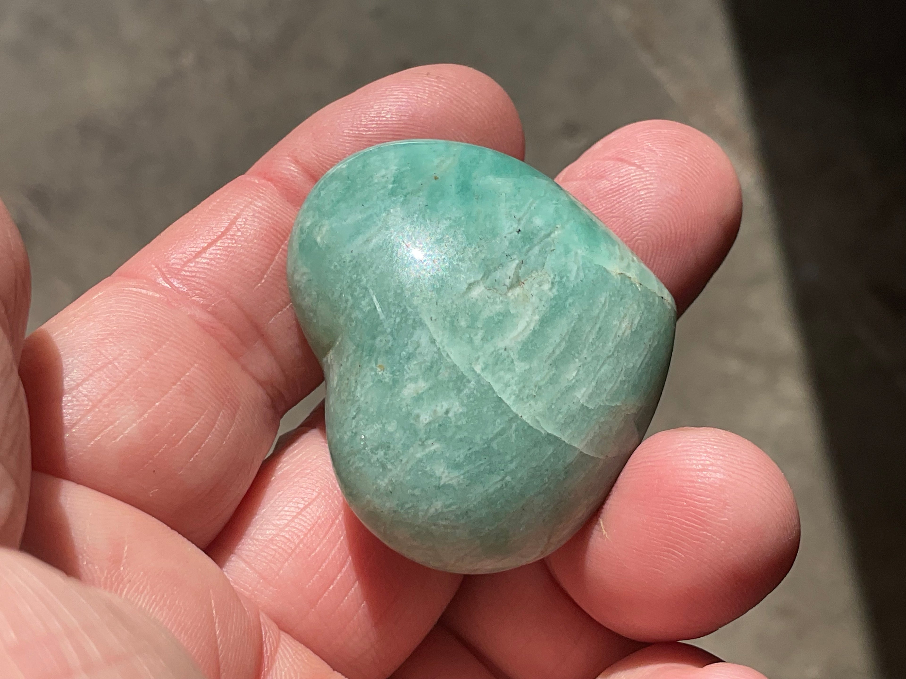 36g Amazonite Heart Palmstone 1C