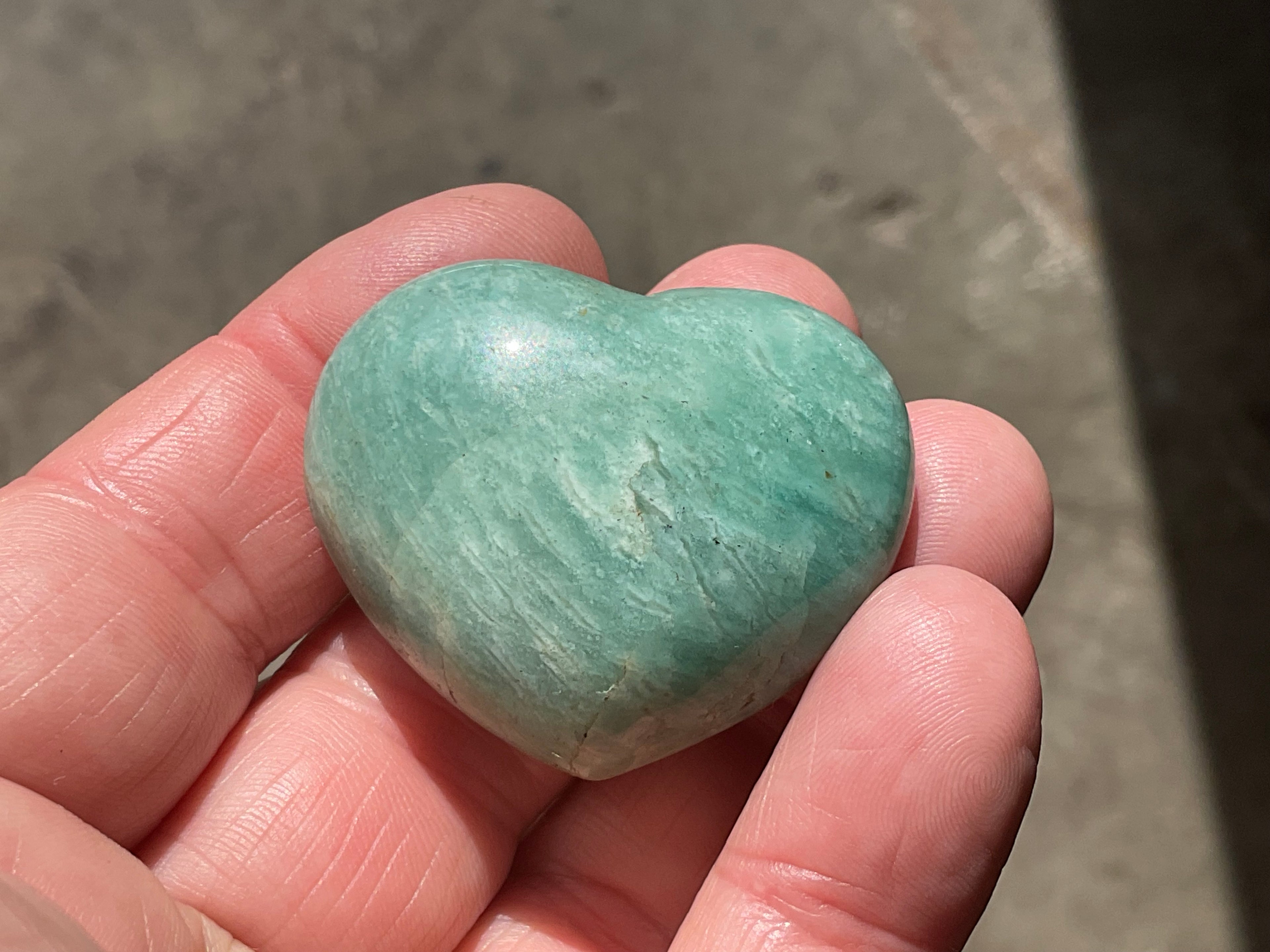 36g Amazonite Heart Palmstone 1C