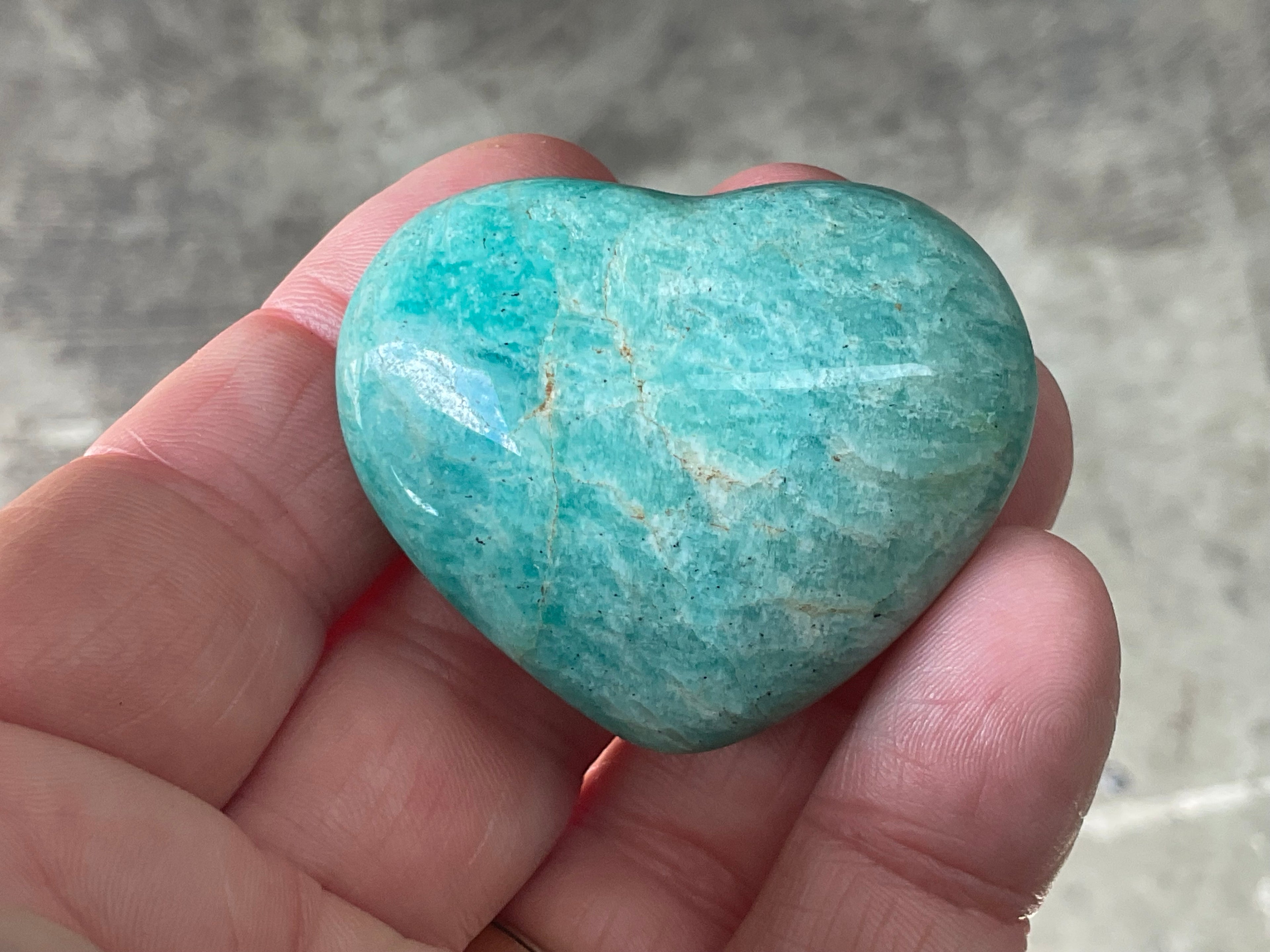 46g Amazonite Heart Palmstone 1B