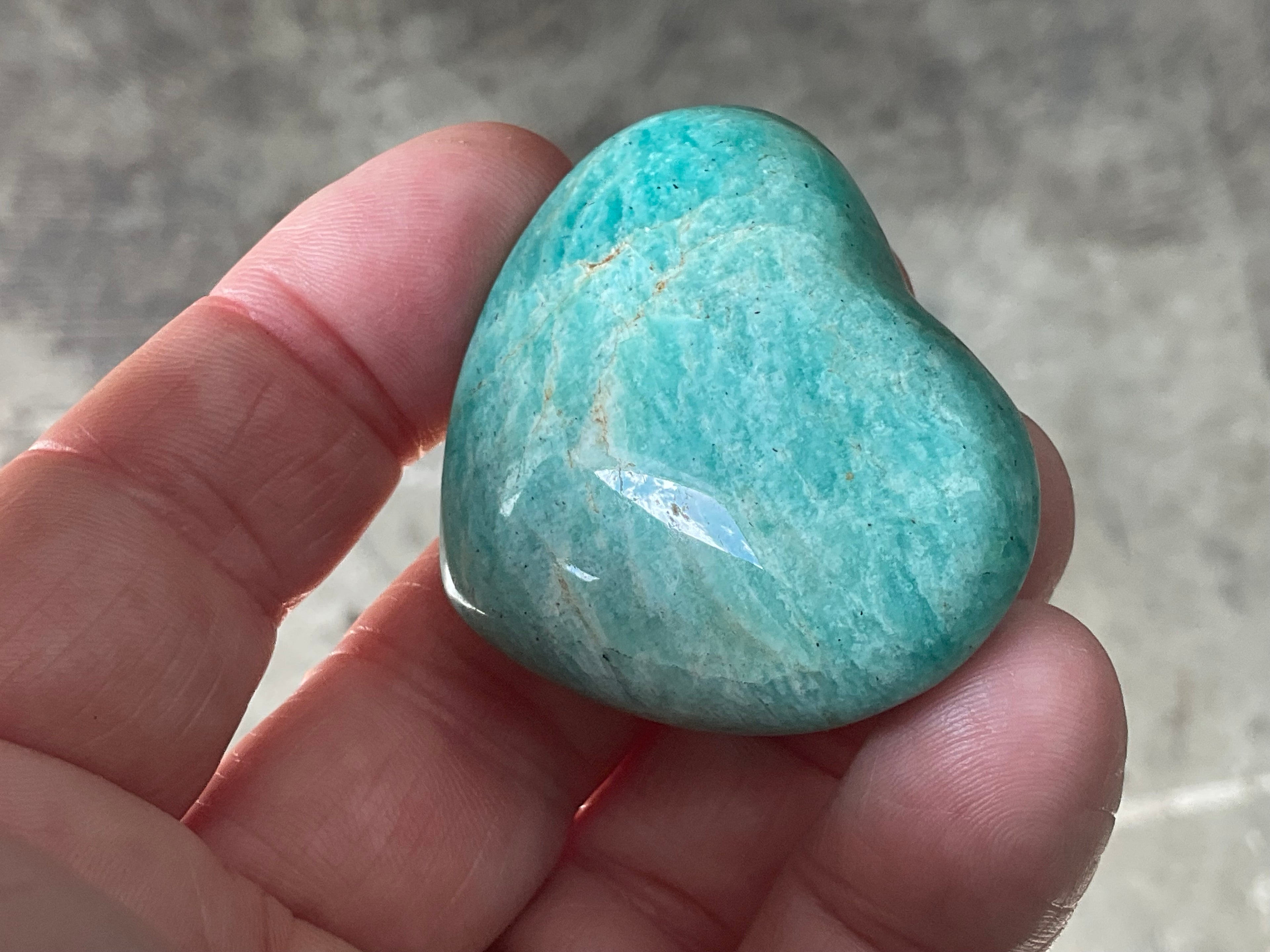 46g Amazonite Heart Palmstone 1B