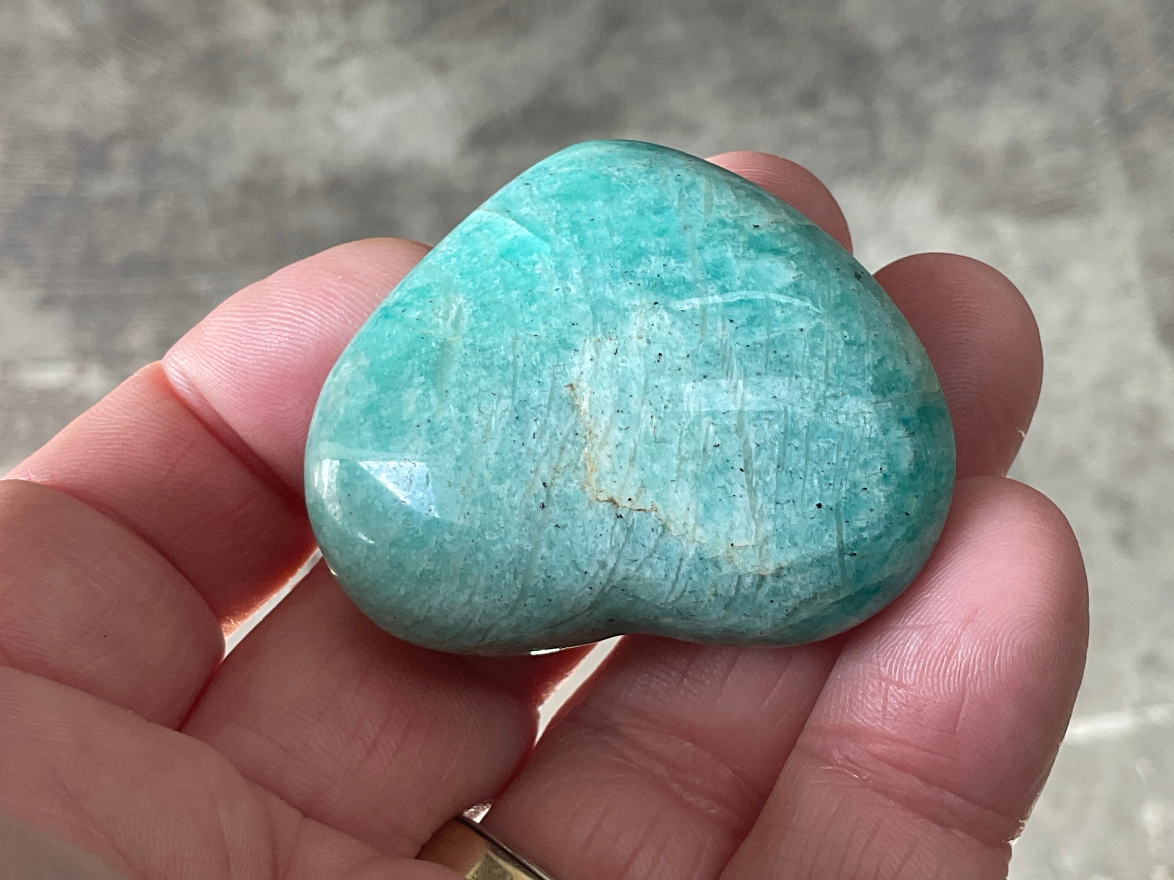 46g Amazonite Heart Palmstone 1B