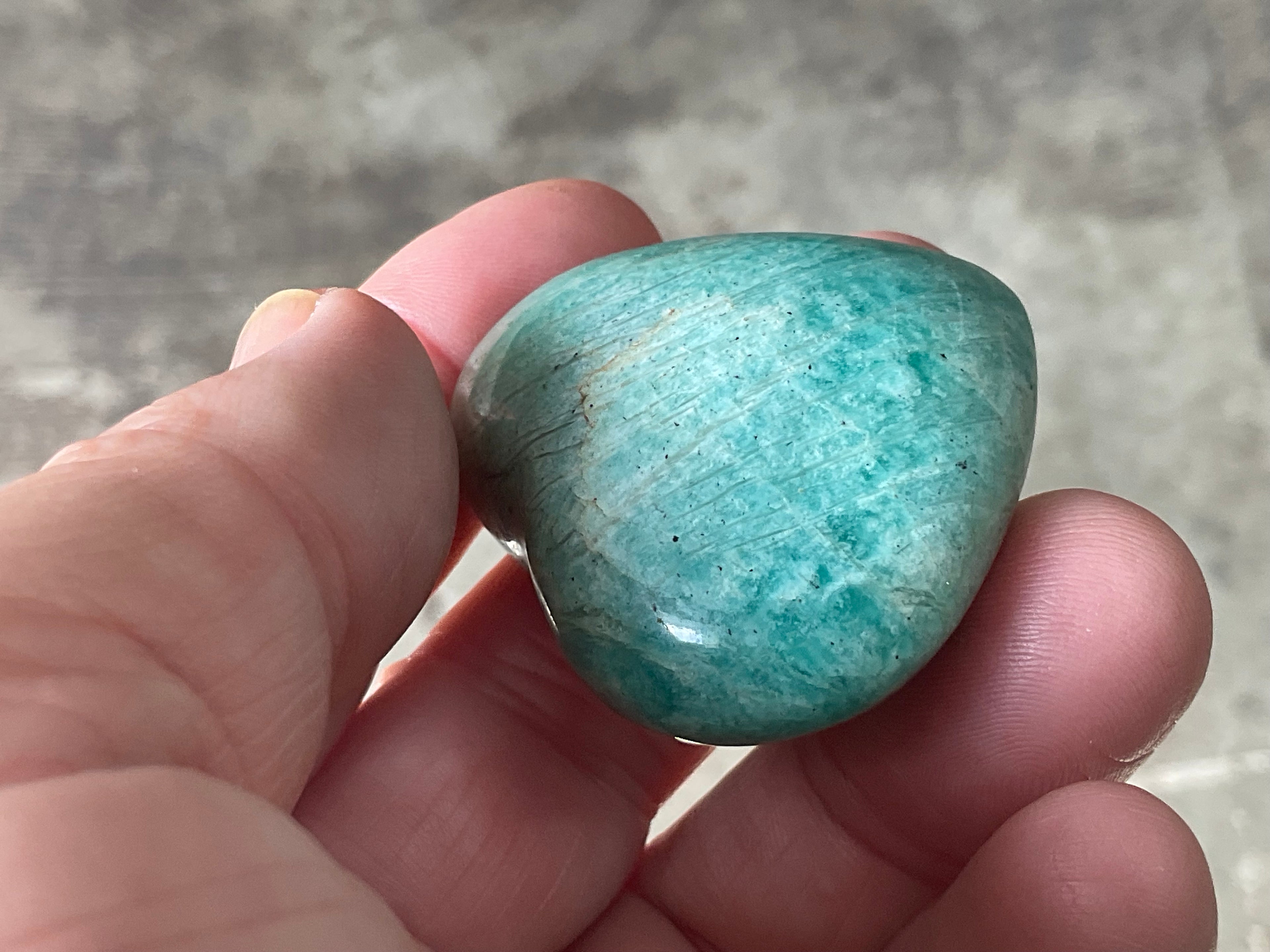 46g Amazonite Heart Palmstone 1B