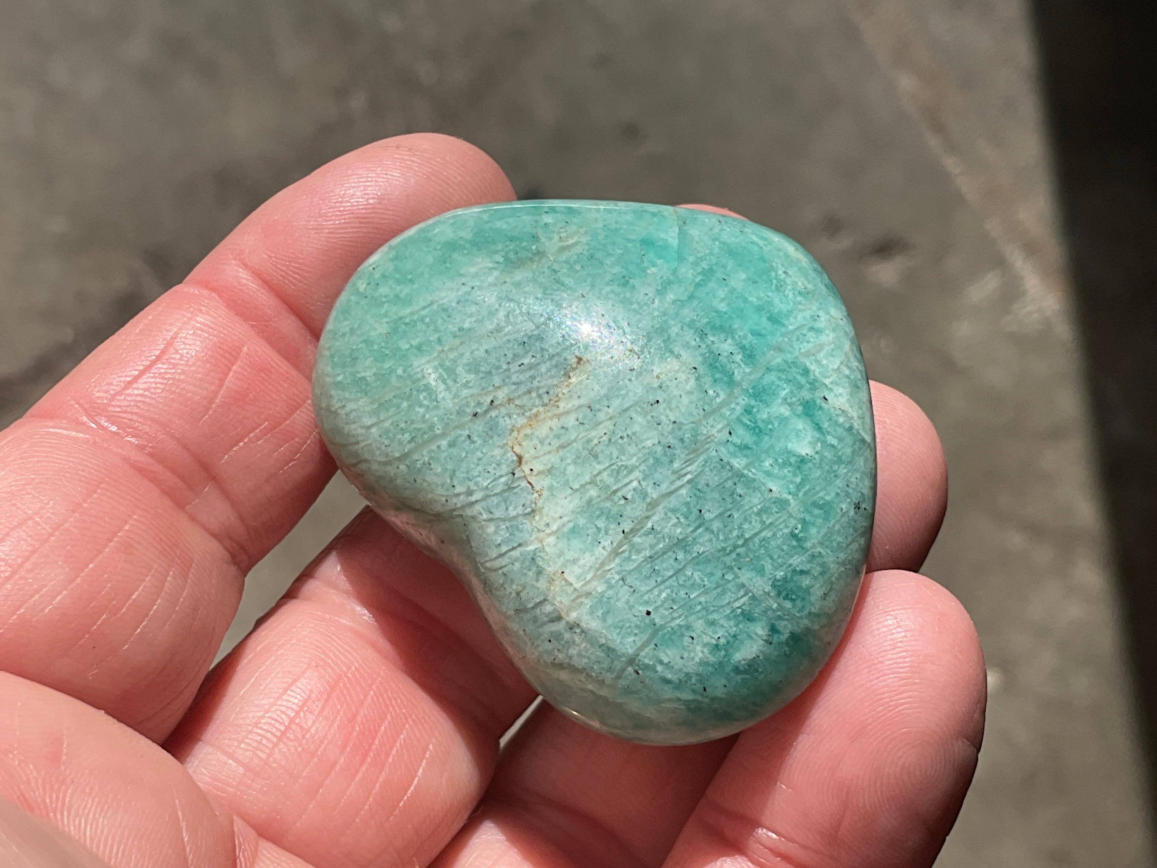 46g Amazonite Heart Palmstone 1B