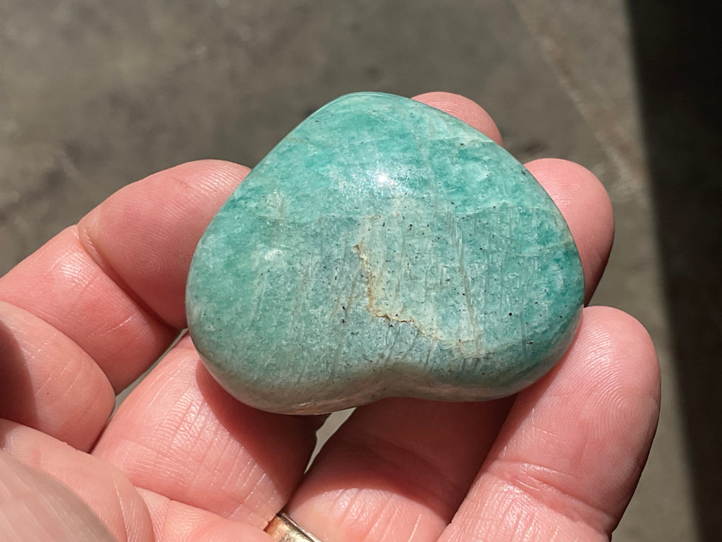 46g Amazonite Heart Palmstone 1B