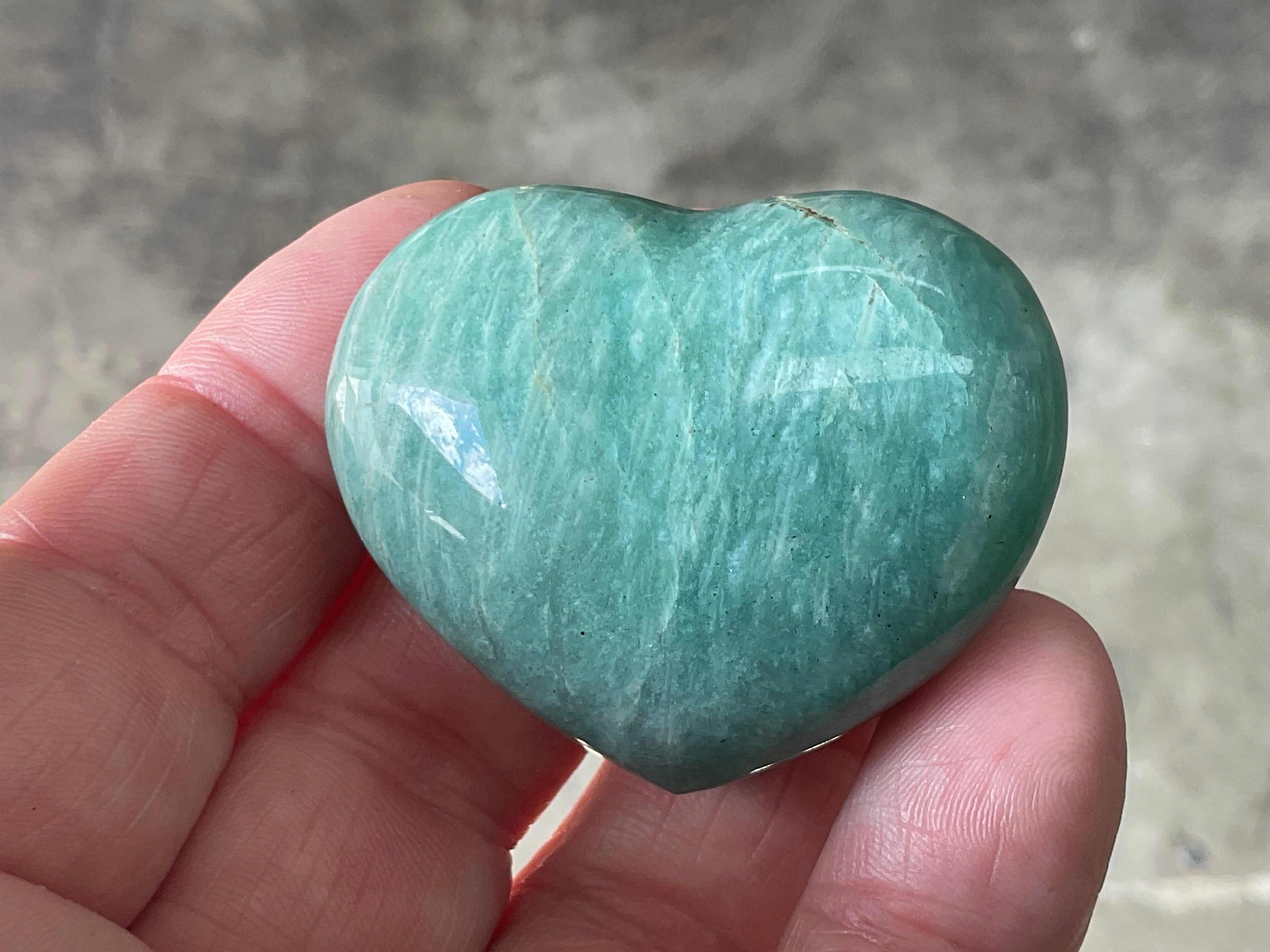 60g Amazonite Heart Palmstone 1C