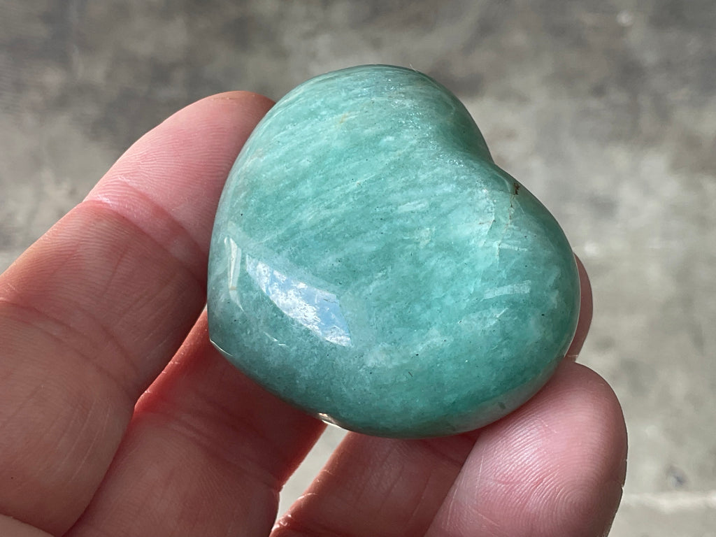 60g Amazonite Heart Palmstone 1C