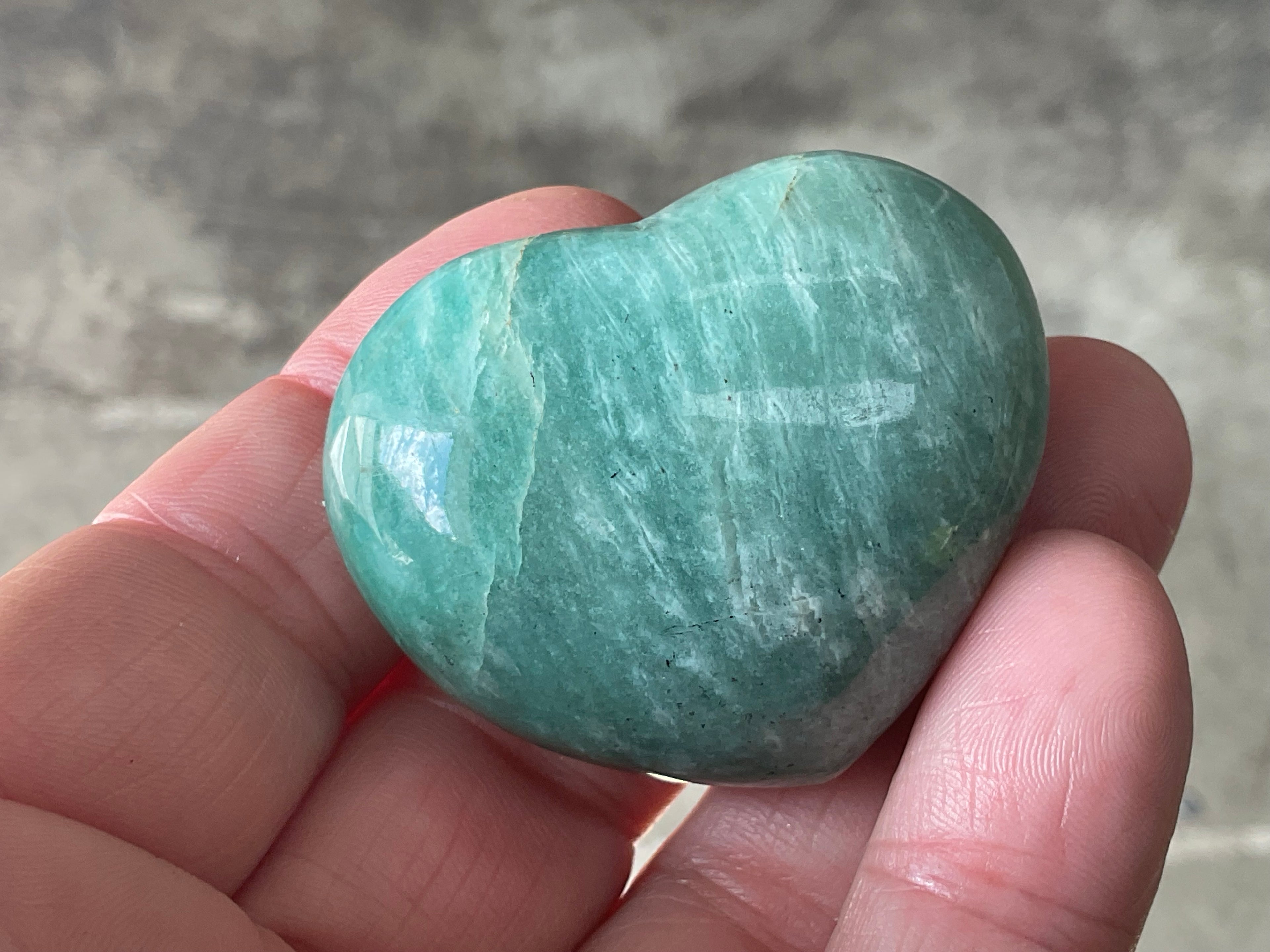 60g Amazonite Heart Palmstone 1C