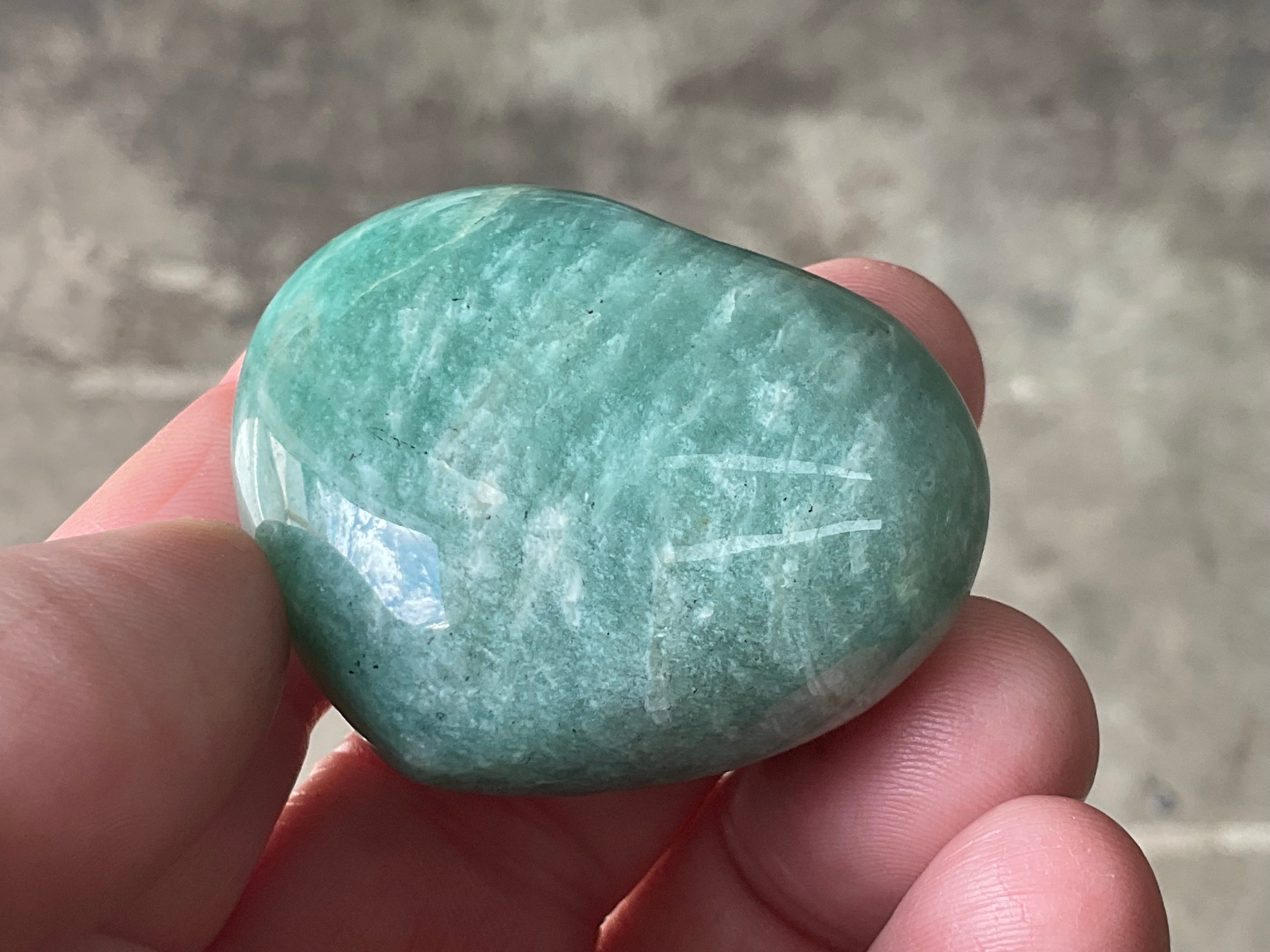 60g Amazonite Heart Palmstone 1C