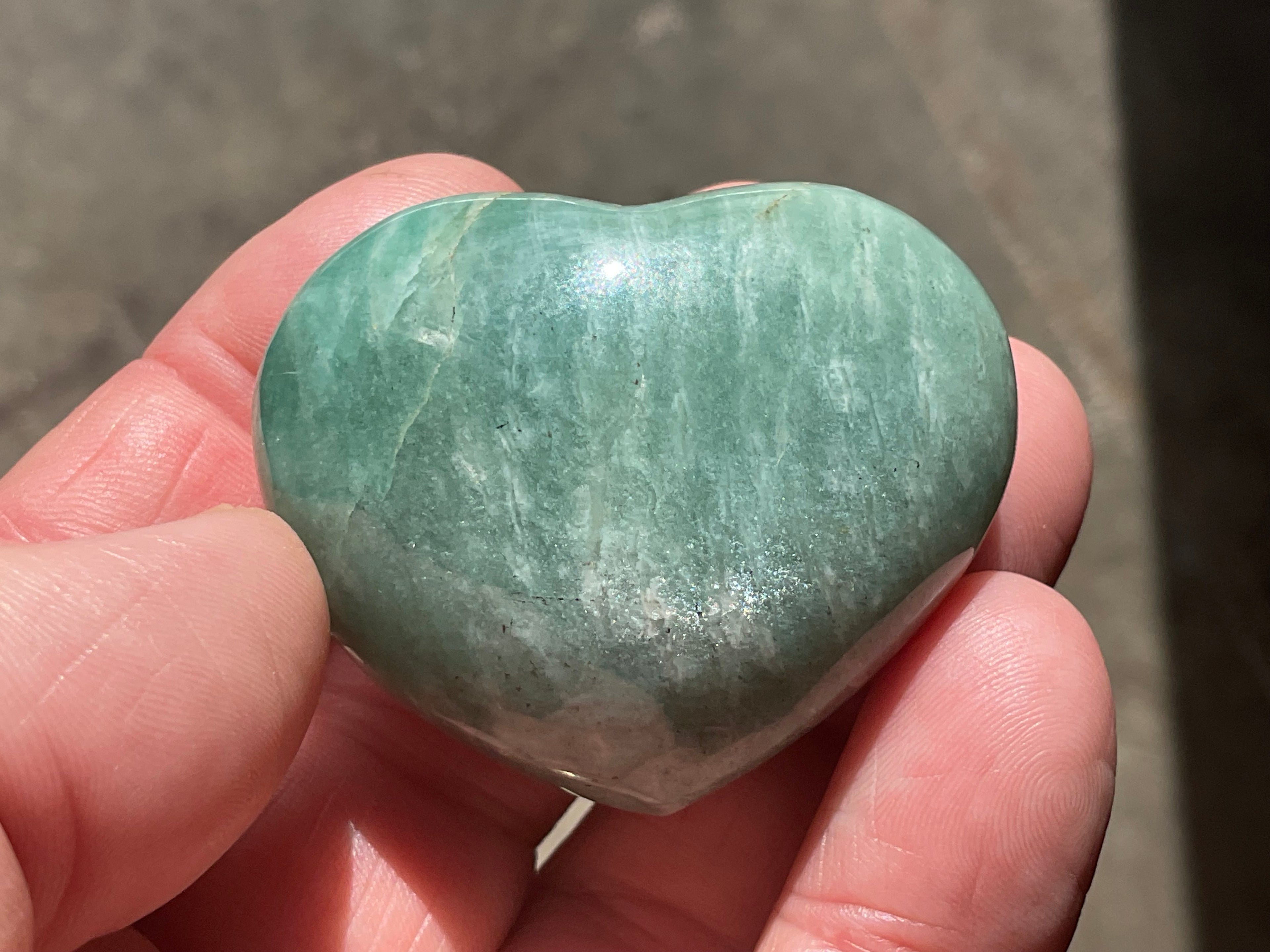60g Amazonite Heart Palmstone 1C