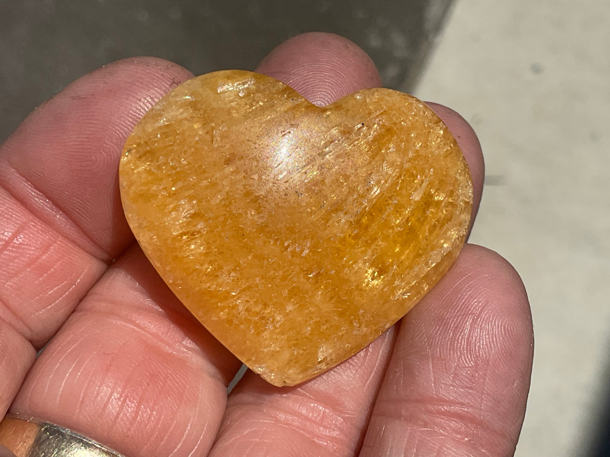 24g “Orange Fire” Calcite Heart 1A