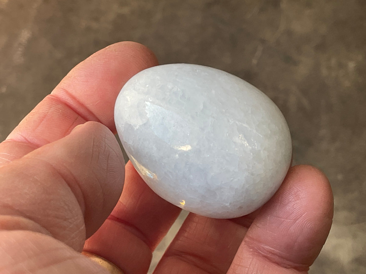 70g Pale Blue Calcite Egg 2A
