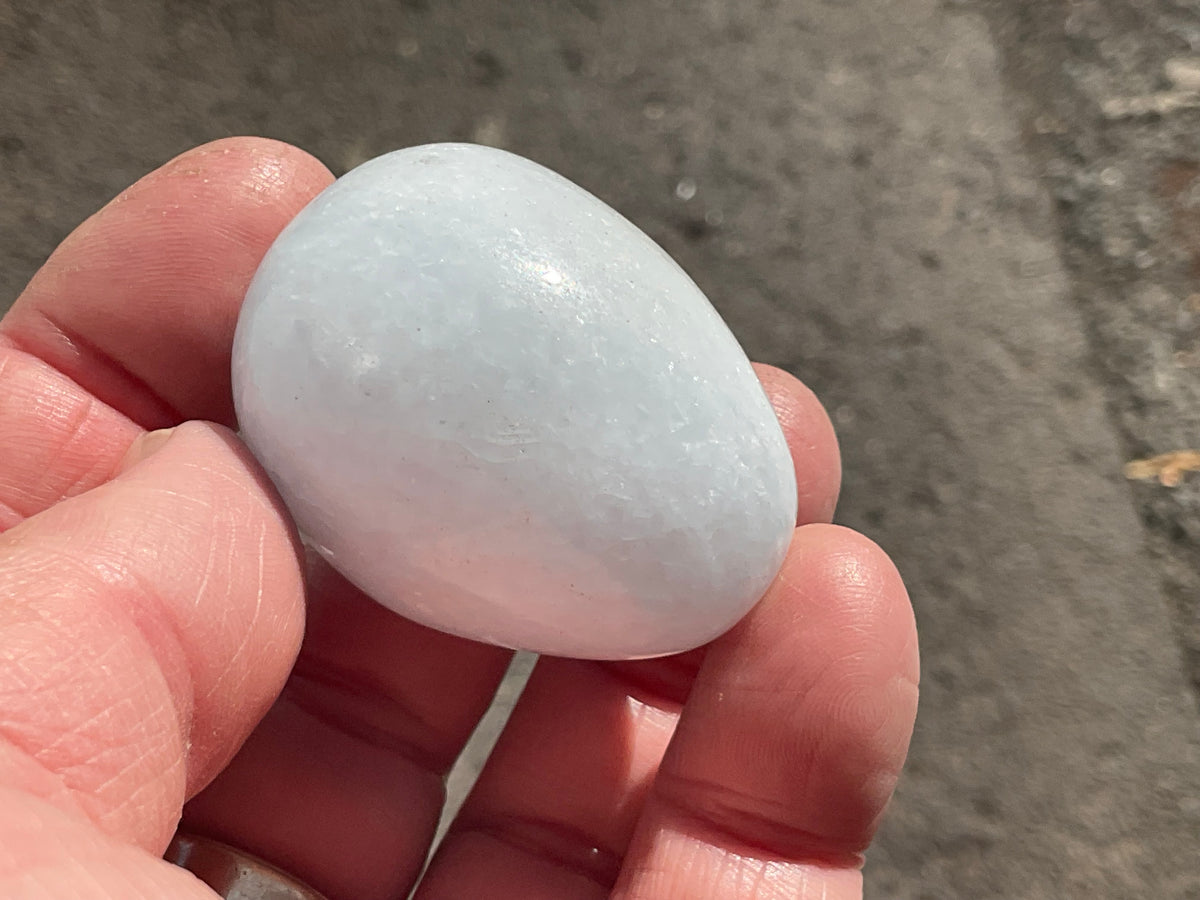 70g Pale Blue Calcite Egg 2A