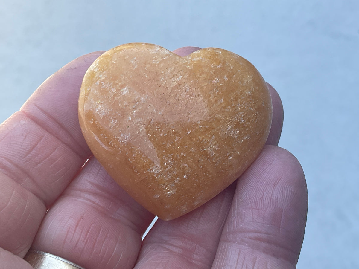 38g “Orange Fire” Calcite Heart 1B