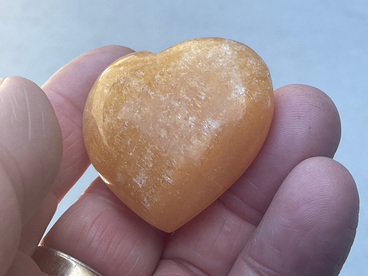 38g “Orange Fire” Calcite Heart 1B
