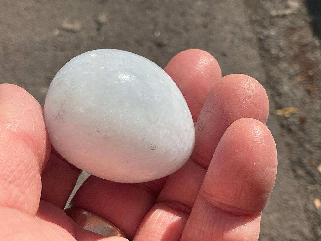 70g Pale Blue Calcite Egg 2A