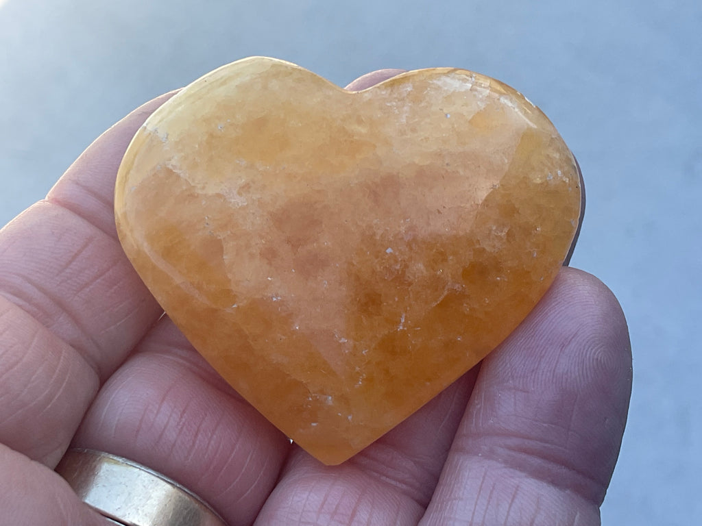 46g “Orange Fire” Calcite Heart 2A