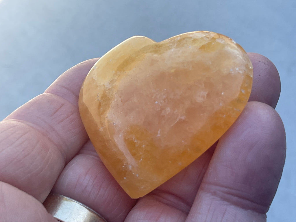 46g “Orange Fire” Calcite Heart 2A