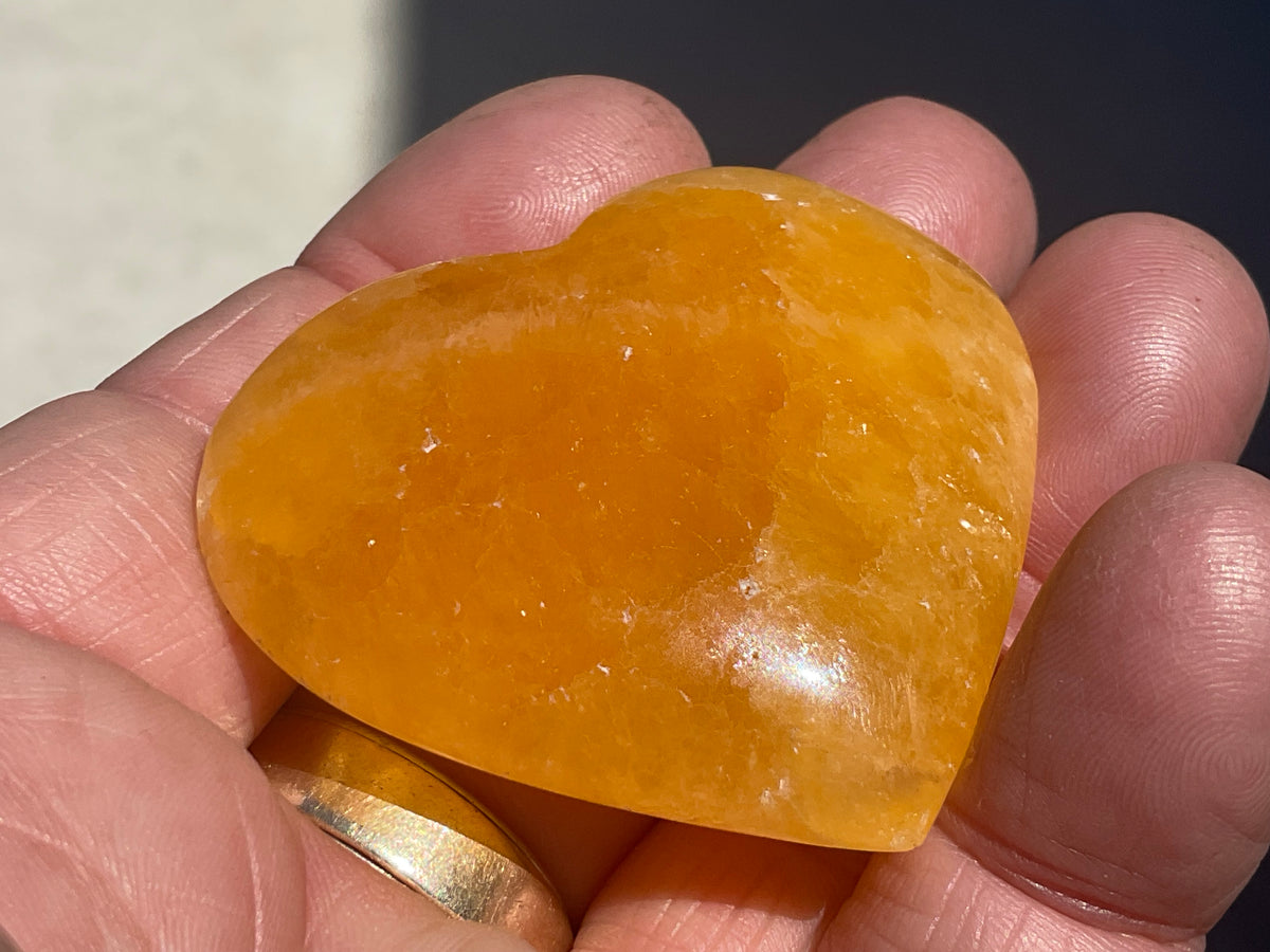 46g “Orange Fire” Calcite Heart 2A
