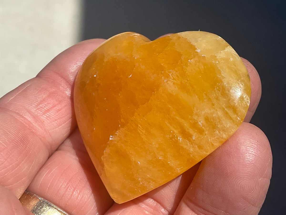 46g “Orange Fire” Calcite Heart 2A