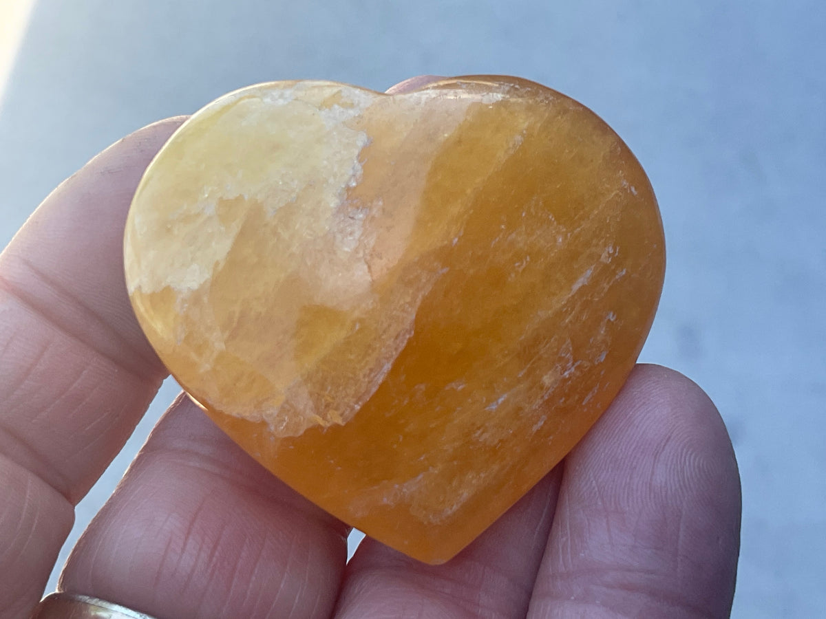 46g “Orange Fire” Calcite Heart 2B