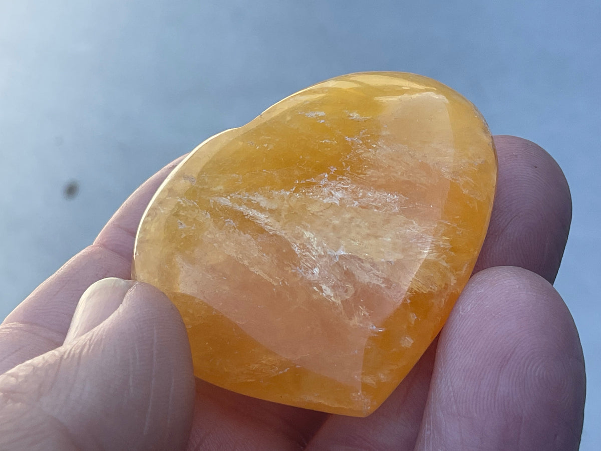 46g “Orange Fire” Calcite Heart 2B