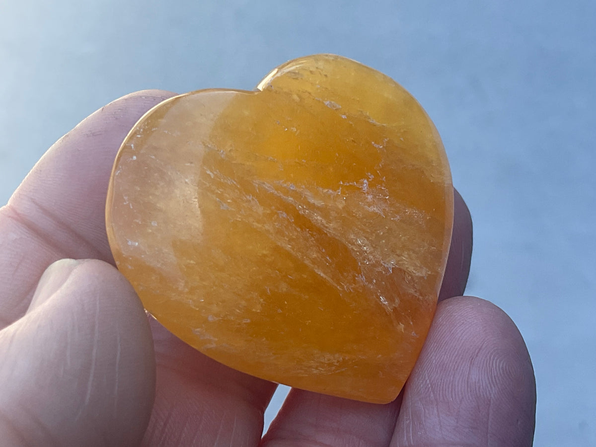 46g “Orange Fire” Calcite Heart 2B