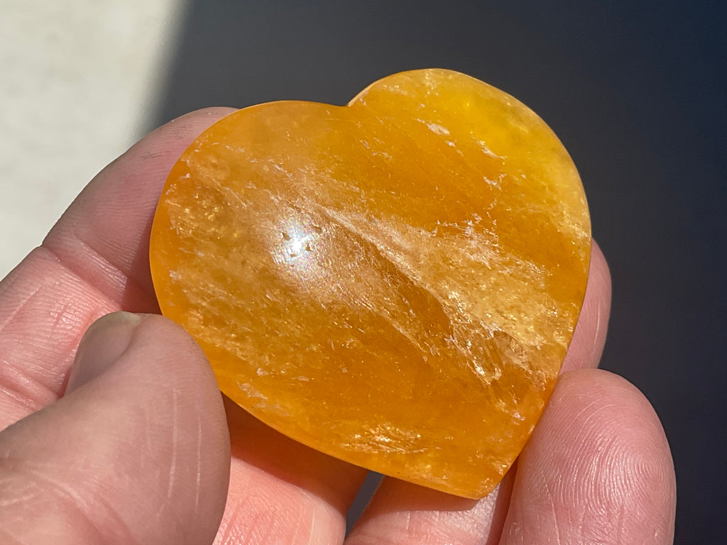 46g “Orange Fire” Calcite Heart 2B