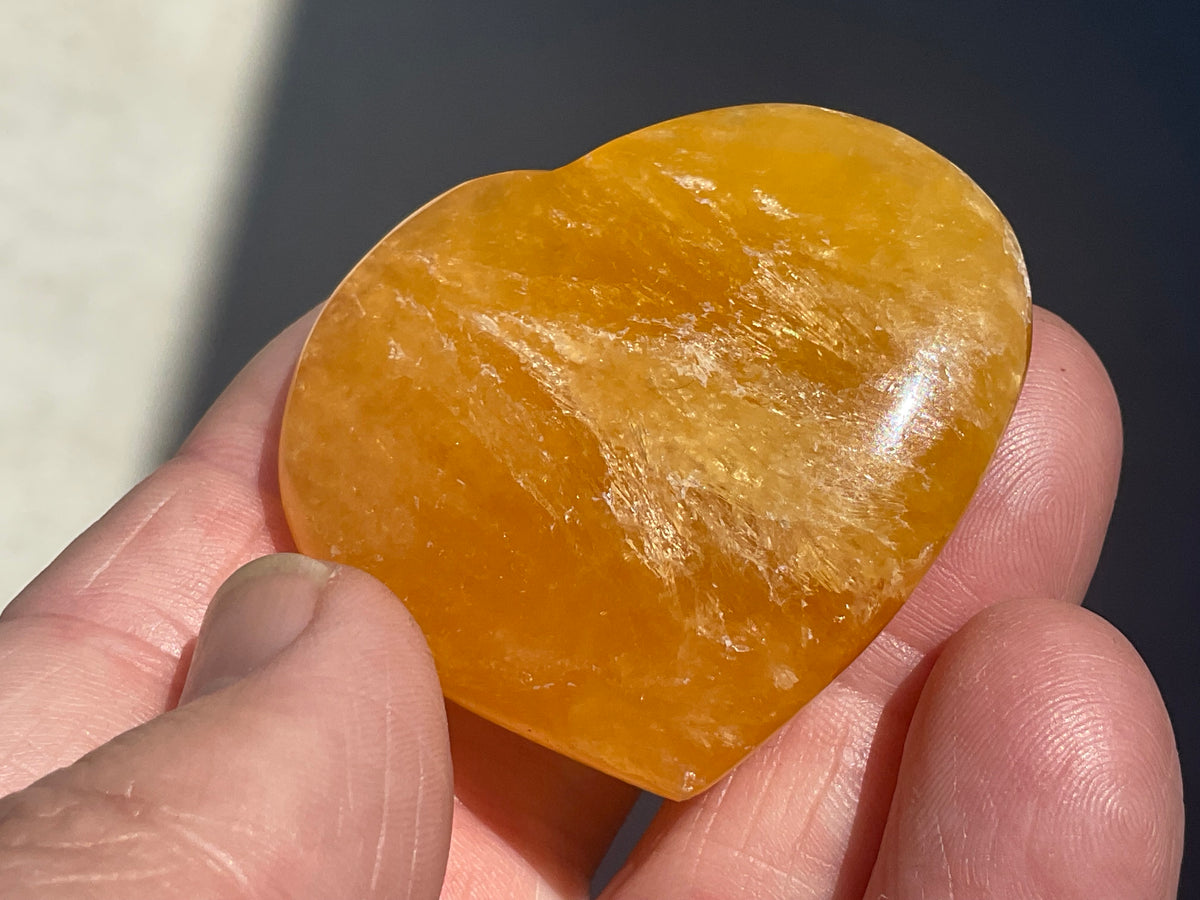 46g “Orange Fire” Calcite Heart 2B