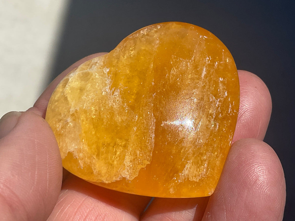 46g “Orange Fire” Calcite Heart 2B