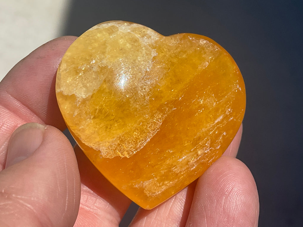 46g “Orange Fire” Calcite Heart 2B